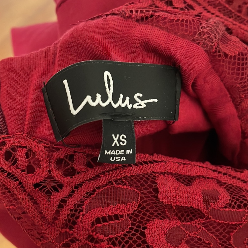 LULU’s halter neck skater dress lace detail on back-deep red(almost mahogany red - Picture 7 of 7